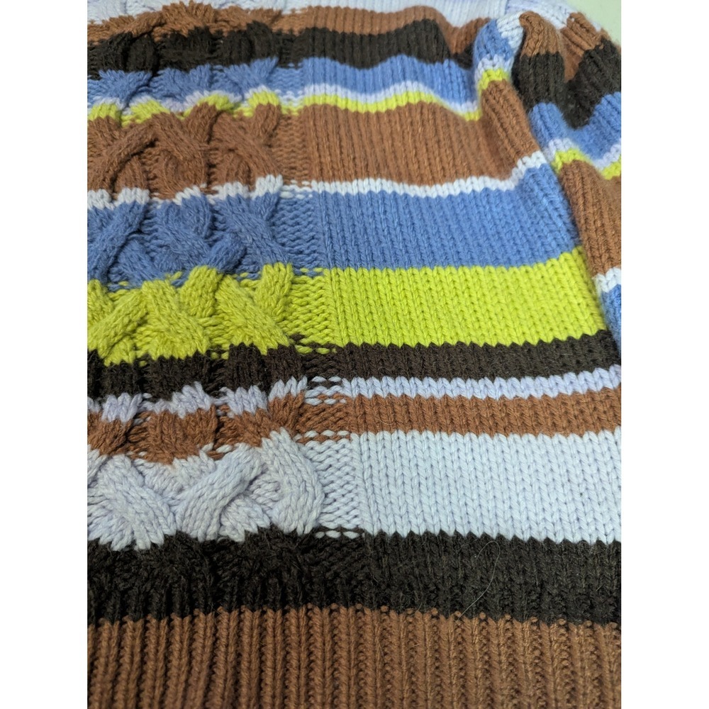 St. John's Bay Striped Cable Knit Sweater Small Multi-Color Crewneck Vintage Y2K - Picture 10 of 13